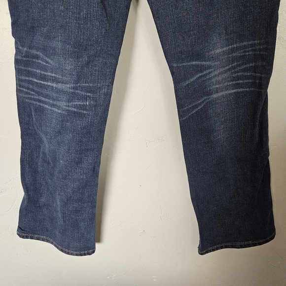 Wrangler Women's 32x32 Dark Wash Denim Blue Jeans Bootcut Tan Stitching Western - Picture 7 of 9